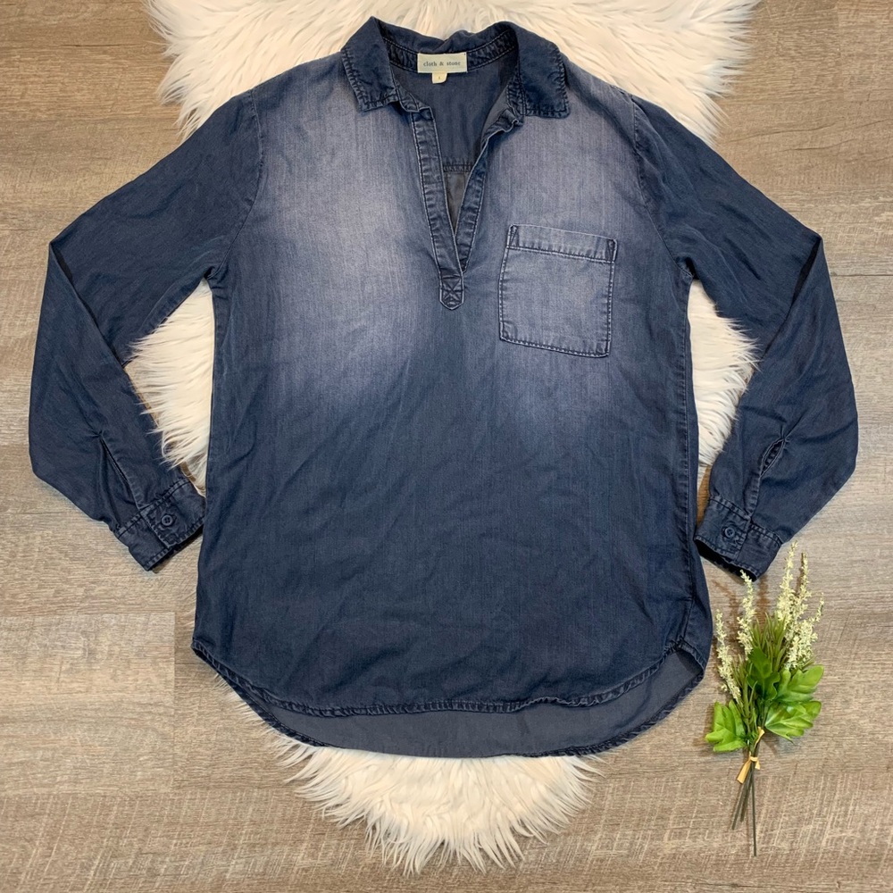Anthropologie Cloth & Stone Chambray Long Sleeve